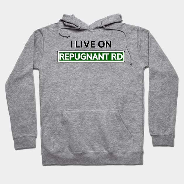 I live on Repugnant Rd Hoodie by Mookle